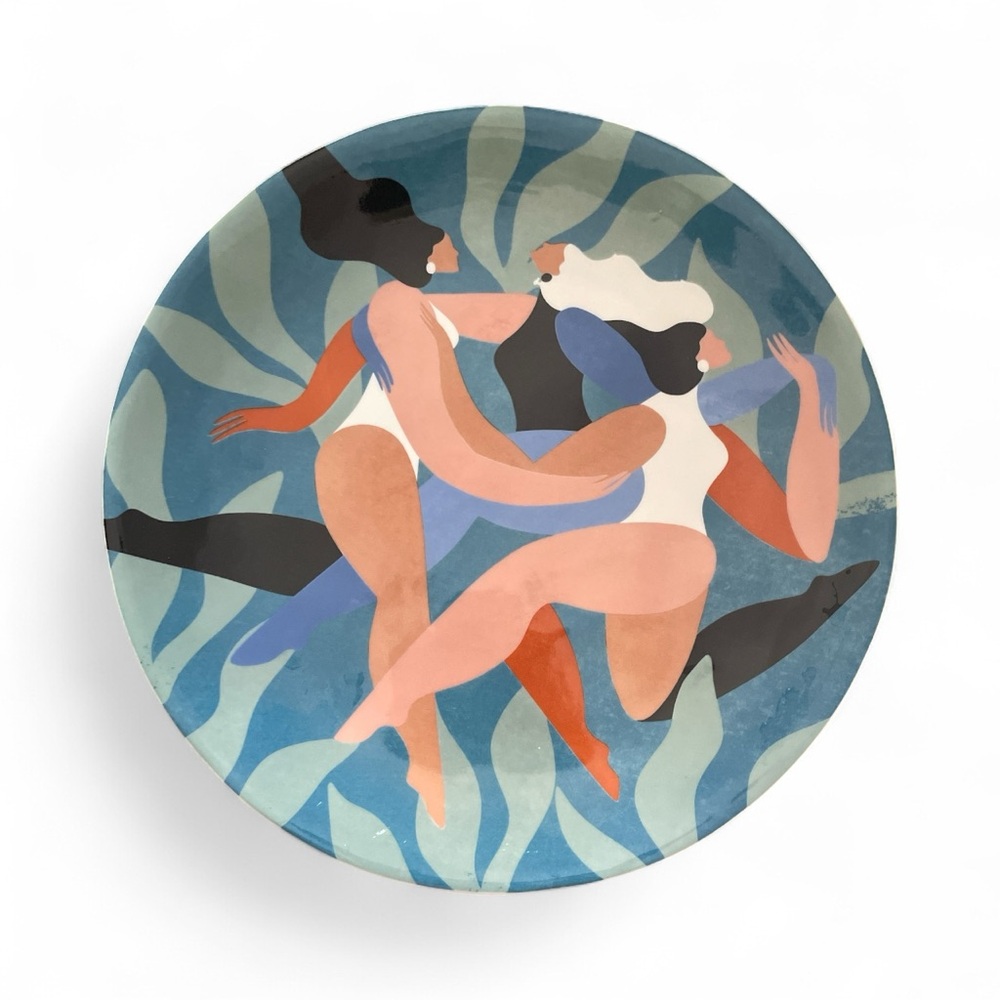Anthropologie Maggie Stephenson Sisterhood Dessert Plates Set of 4 Art Ceramic